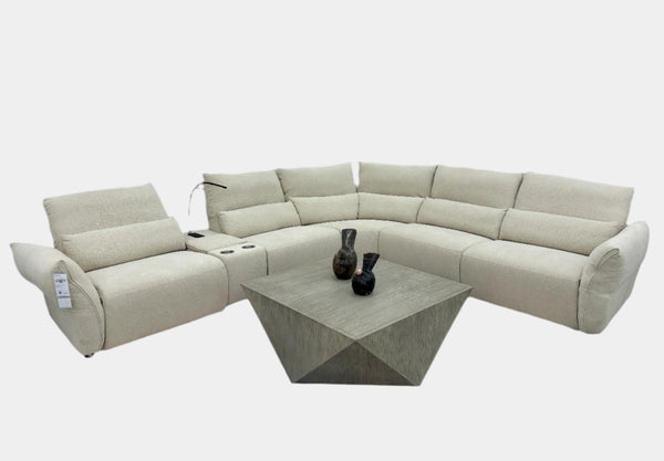 Blossom Curve Power Reclining Sectional with Console Table