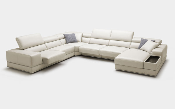 Geranium Modern Motion Leather Sectional with Storage