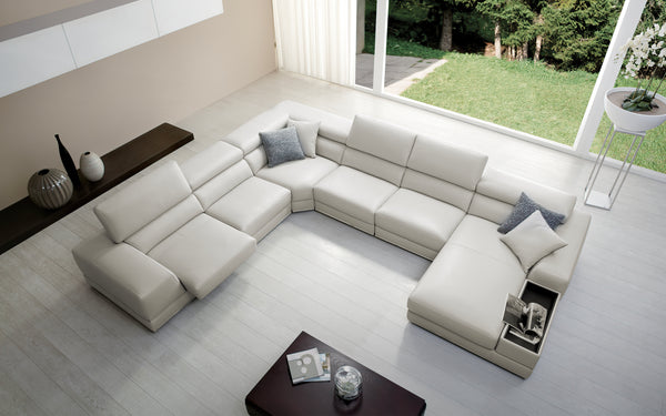 Geranium Modern Motion Leather Sectional with Storage